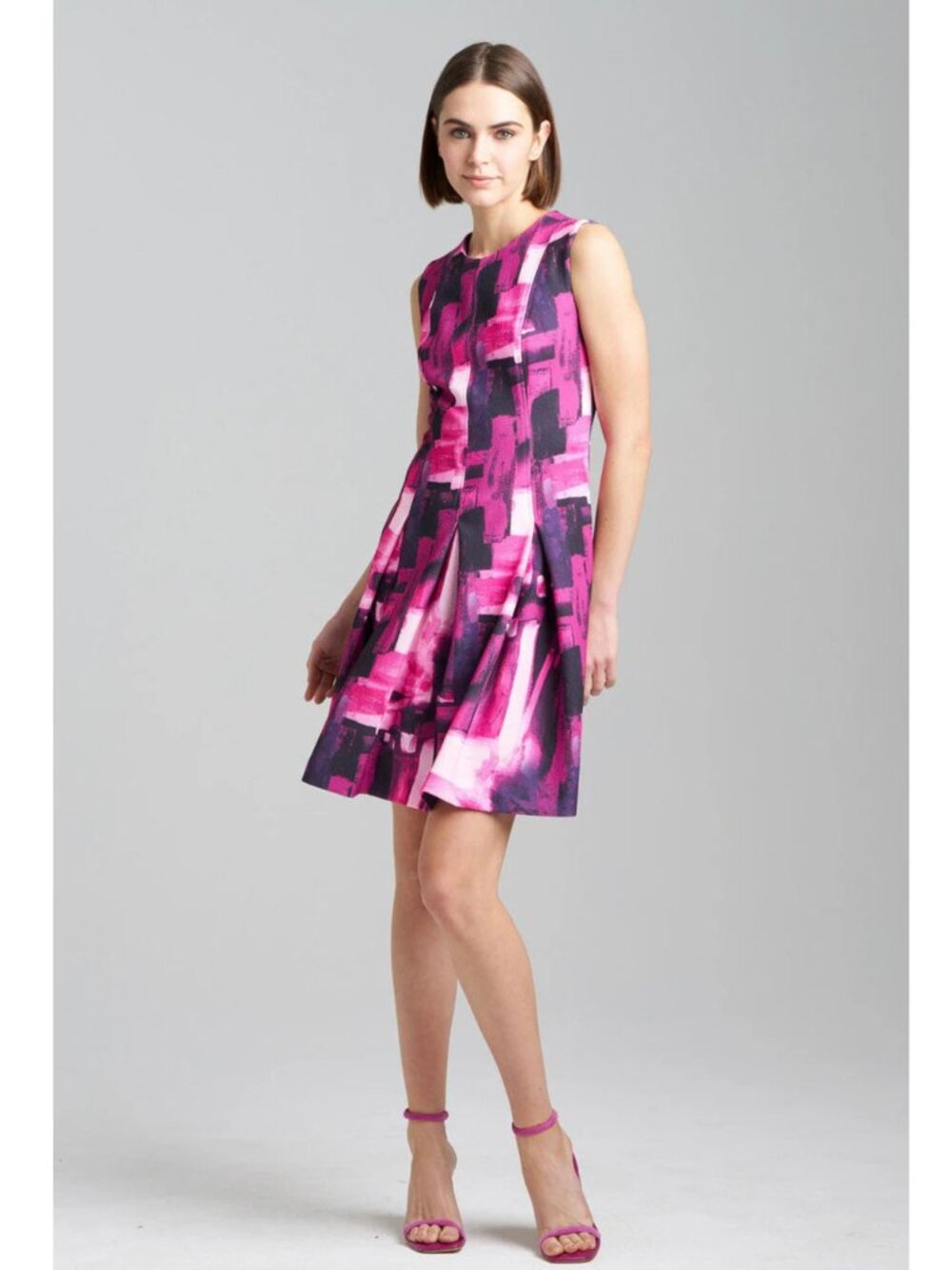 Natori Women's Dress Fit & Flare Pleated A-line Magenta